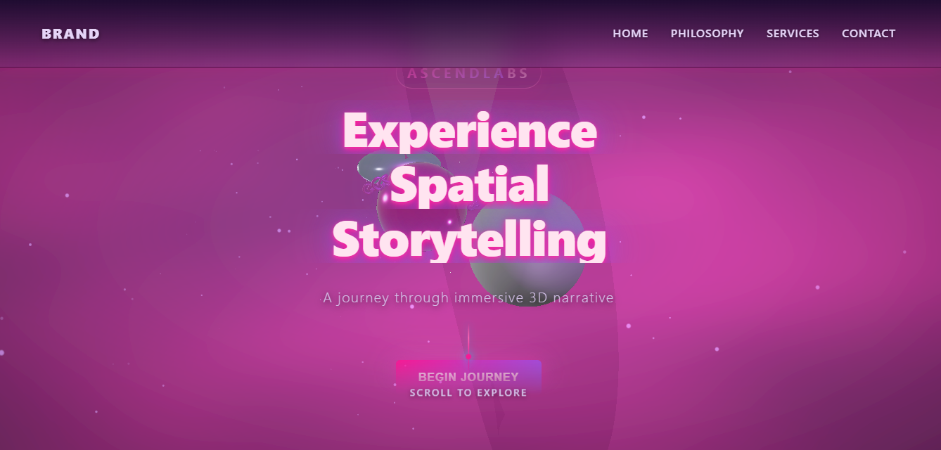 Spatial motion demo website preview - WebGL interaction